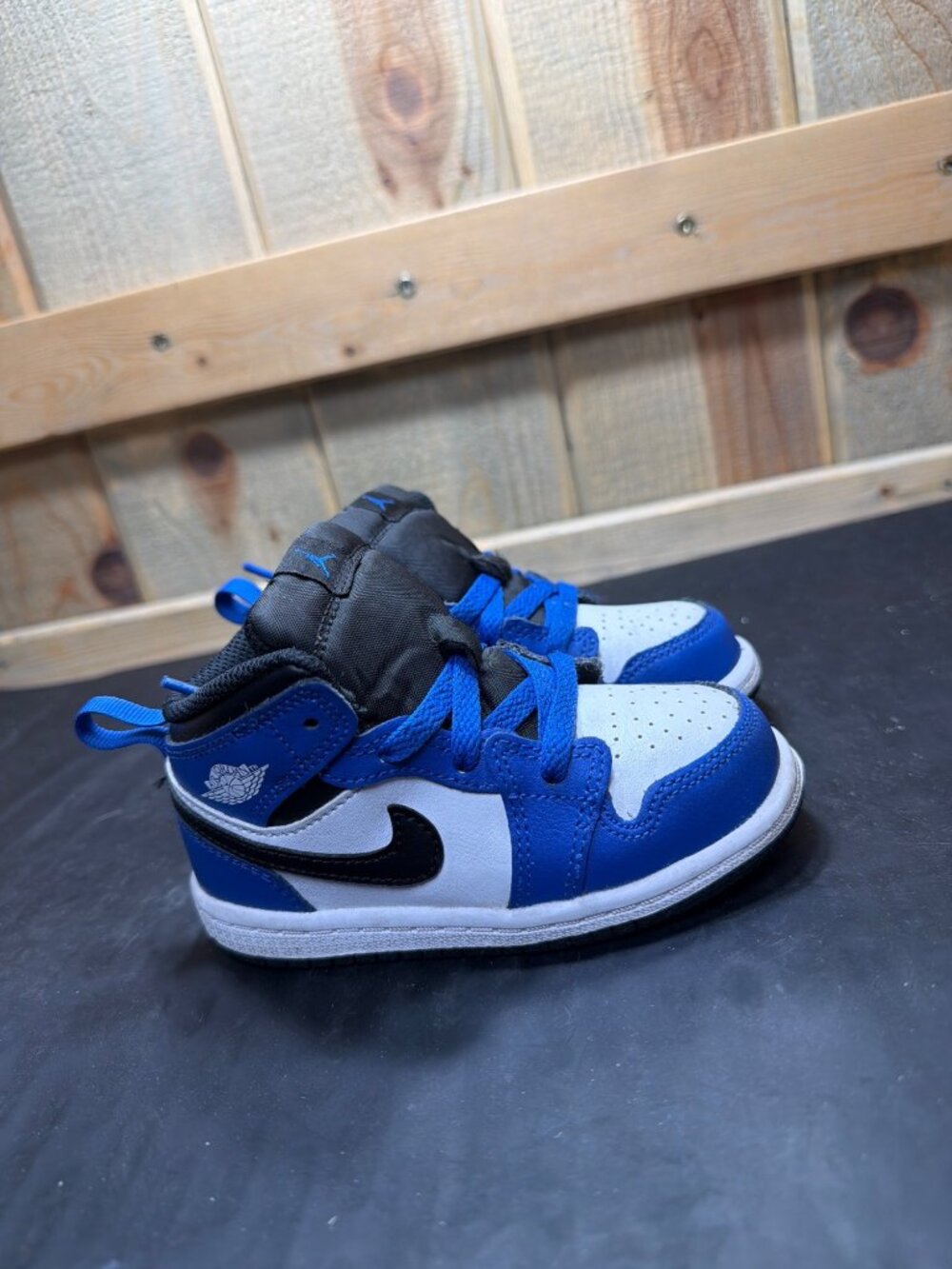 Nike Air Jordan 1 Mid TD Hyper Royal Blue White Toddler Boys Shoes Size 7C US EU